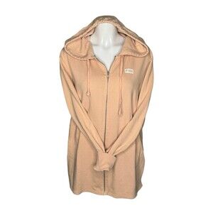Victorias Secret Pink Split Hem Full Zip Hoodie Jacket Pink Sweatshirt Medium